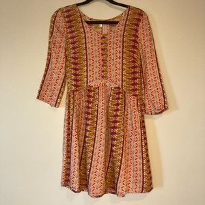 En Creme S Boho Tribal Print Dress Cut Out Sexy Hippie.